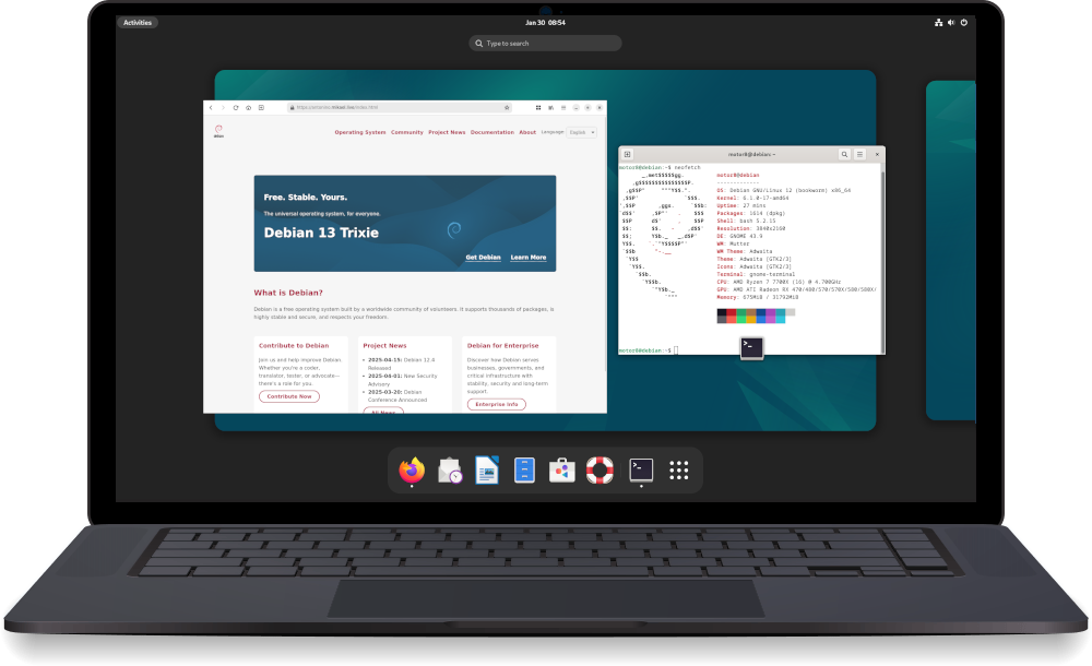 Debian 13 Trixie on Laptop